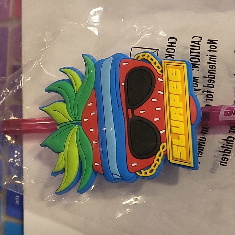 Reusable Cool Straw with a Rad  Strawberry character